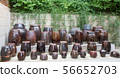 Traditional Korean jars lined up 56652703