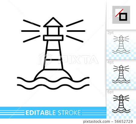 Lighthouse beacon navigation thin line vector icon Lighthouse beacon navigation thin line vector icon 56652729