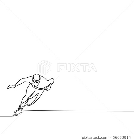 Continuous one line Skate runner, Olympic winter games 56653914
