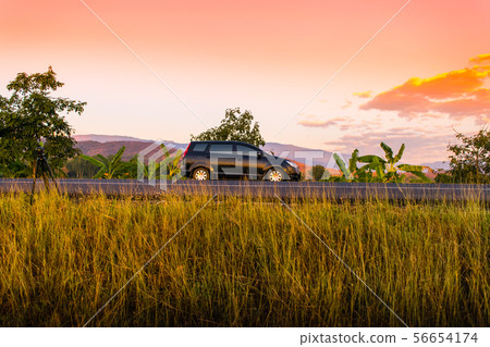 car on sunset car on sunset 56654174