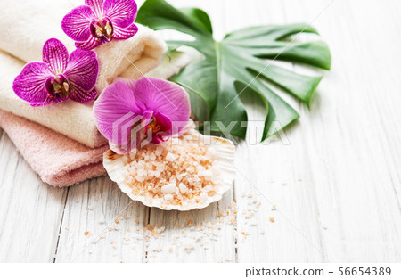 Natural spa ingredients with orchid flowers Natural spa ingredients with orchid flowers 56654389