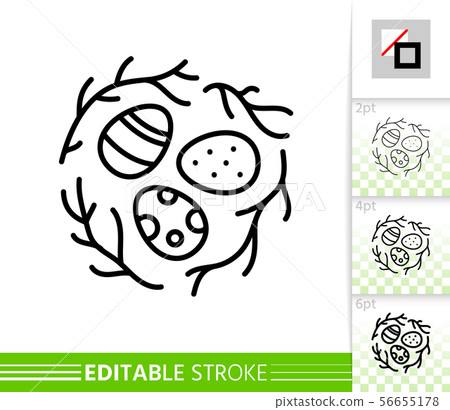 Easter egg nest simple thin line vector icon 56655178