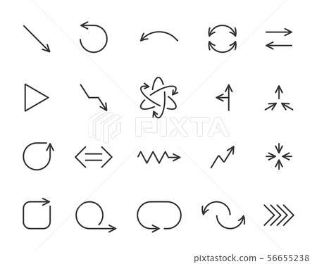 Arrow pointer simple black line icons vector set Arrow pointer simple black line icons vector set 56655238