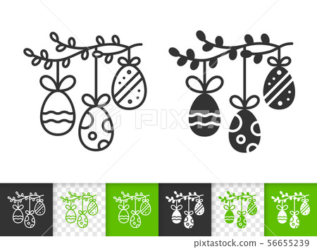 Easter egg on spring branch black line vector icon Easter egg on spring branch black line vector icon 56655239