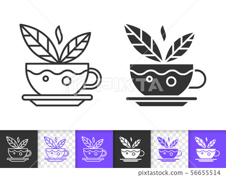 Cup of mint Herbal Tea black line vector icon - Stock Illustration ...