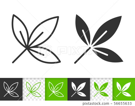 Green leaf of tree simple black line vector icon - Stock Illustration ...