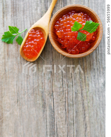 Red caviar in bowl 56655999