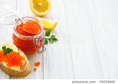 Glass jar of red caviar 56656000