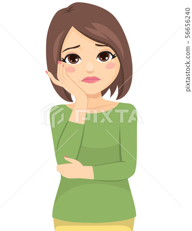 Worried middle aged woman doubting thinking - Stock Illustration ...