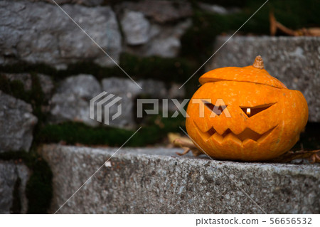 Halloween pumpkin on stairs steps 56656532