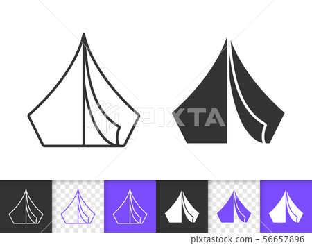 Camp tent summer awning black line vector icon 56657896