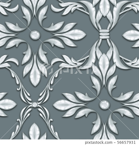Seamless silver baroque pattern Seamless silver baroque pattern 56657931
