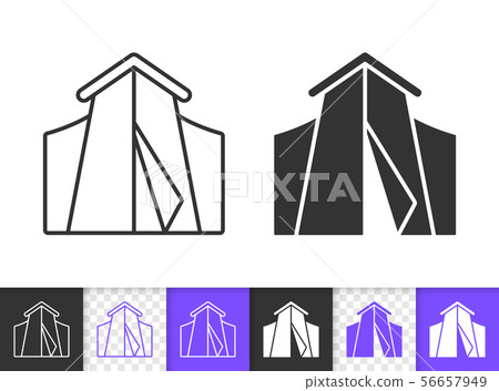 Camp tent summer awning black line vector icon 56657949