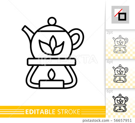 Teapot heated tea candle simple line vector icon 56657951
