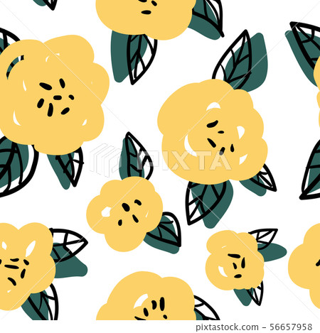Seamless pattern with yellow abstract flowers - Stock Illustration ...