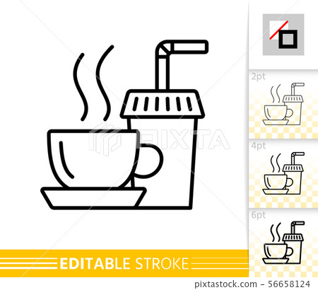 Tea coffee paper cup simple thin line vector icon Tea coffee paper cup simple thin line vector icon 56658124