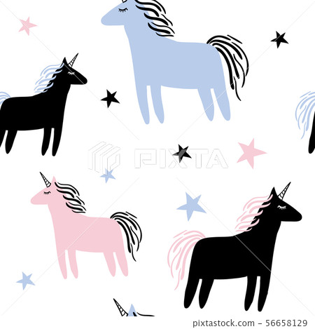 Seamless pattern with unicorns and stars Seamless pattern with unicorns and stars 56658129