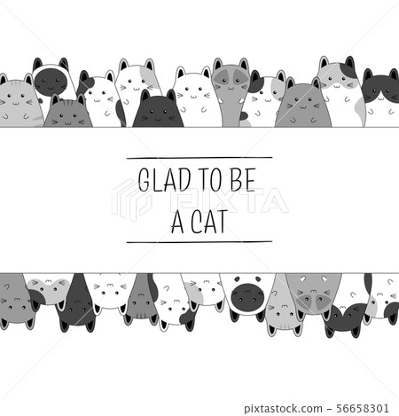 Frame with cute kitten family cartoon 56658301