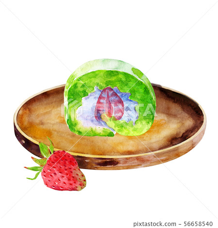 Matcha tea cake with strawberry Matcha tea cake with strawberry 56658540
