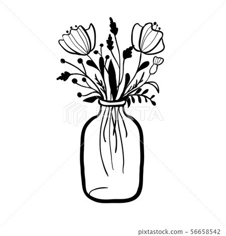 Vector illustration with flowers in jar Vector illustration with flowers in jar 56658542