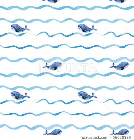 Whales on a wave pattern 56658589