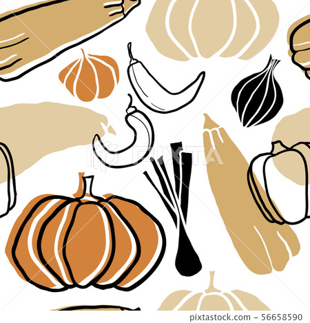 Doodle hand drawn vegetables seamless pattern 56658590