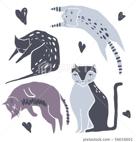 Cute cats vector set. Cute cats vector set. 56658601