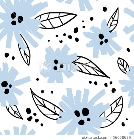 Seamless pattern with blue abstract flowers - Stock Illustration ...
