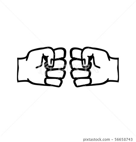 Two clenched fists bumping. Conflict, protest, brotherhood or clash concept vector illustration Two clenched fists bumping. Conflict, protest, brotherhood or clash concept vector illustration 56658743