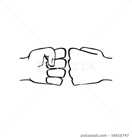 Two clenched fists bumping. Conflict, protest, brotherhood or clash concept vector illustration Two clenched fists bumping. Conflict, protest, brotherhood or clash concept vector illustration 56658747
