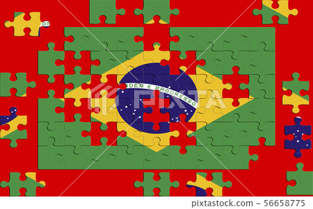 Puzzle with the national flag of Brazil 56658775
