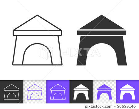 Camp tent summer awning black line vector icon 56659140