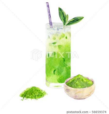 Hand drawn watercolor cocktail with match 56659374