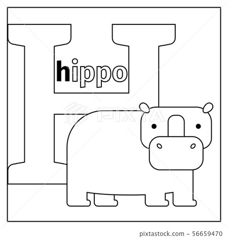 Download Hippo Letter H Coloring Page Stock Illustration 56659470 Pixta