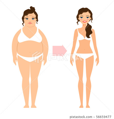 Fat lady and slim diet woman Fat lady and slim diet woman 56659477