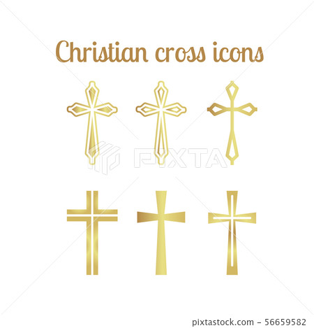 Golden christian cross icons Golden christian cross icons 56659582