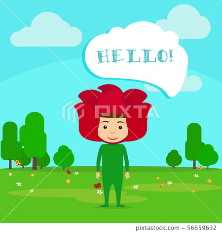 Kid in fancy red flower dress 56659632