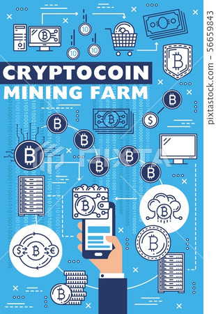 Cryptocurrency mining farm, bitcoin blockchain 56659843