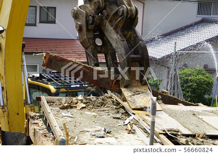 Demolition work Reconstruction Wooden house Heavy machinery Separate collection 56660824