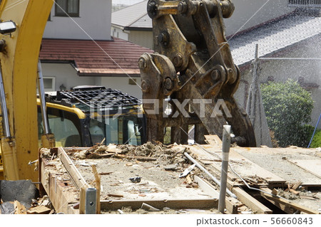 Demolition work Reconstruction Wooden house Heavy machinery Separate collection Demolition work Reconstruction Wooden house Heavy machinery Separate collection 56660843