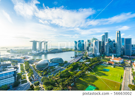 Beautiful architecture building exterior cityscape in Singapore city skyline Beautiful architecture building exterior cityscape in Singapore city skyline 56663002