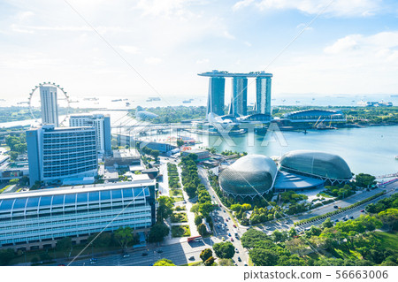 Beautiful architecture building exterior cityscape in Singapore city skyline Beautiful architecture building exterior cityscape in Singapore city skyline 56663006