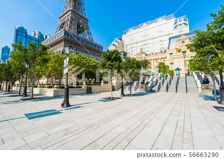 China, Macau - September 10 2018 - Beautiful eiffel tower landmark of parisian hotel and resort in macau city 56663290
