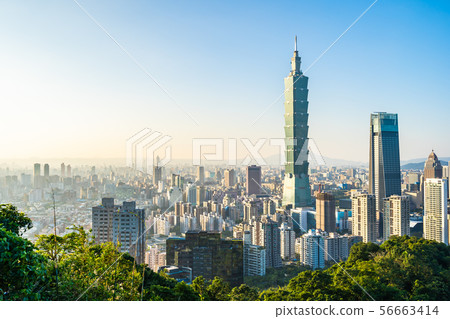 Beautiful landscape and cityscape of taipei 101 building and architecture in the city Beautiful landscape and cityscape of taipei 101 building and architecture in the city 56663414