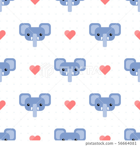 Cute elephant head cartoon doodle seamless pattern - Stock Illustration ...