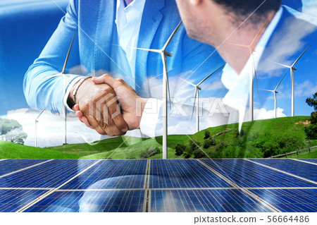 Wind turbine double exposure graphic interface. 56664486