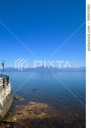 Lake Inawashiro and Hagiyama (Koriyama City, Hunan Town) in spring 56665060