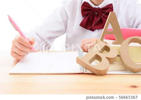 Female high school students studying Female high school students studying 56665367