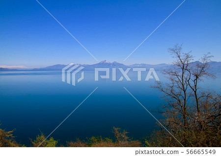 Lake Inawashiro and Hagiyama (Koriyama City, Hunan Town) in spring 56665549