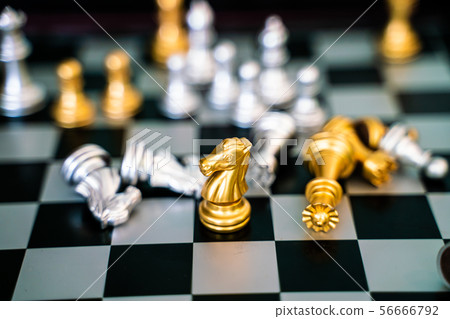 Golden and silver chess on board plan game of Golden and silver chess on board plan game of 56666792